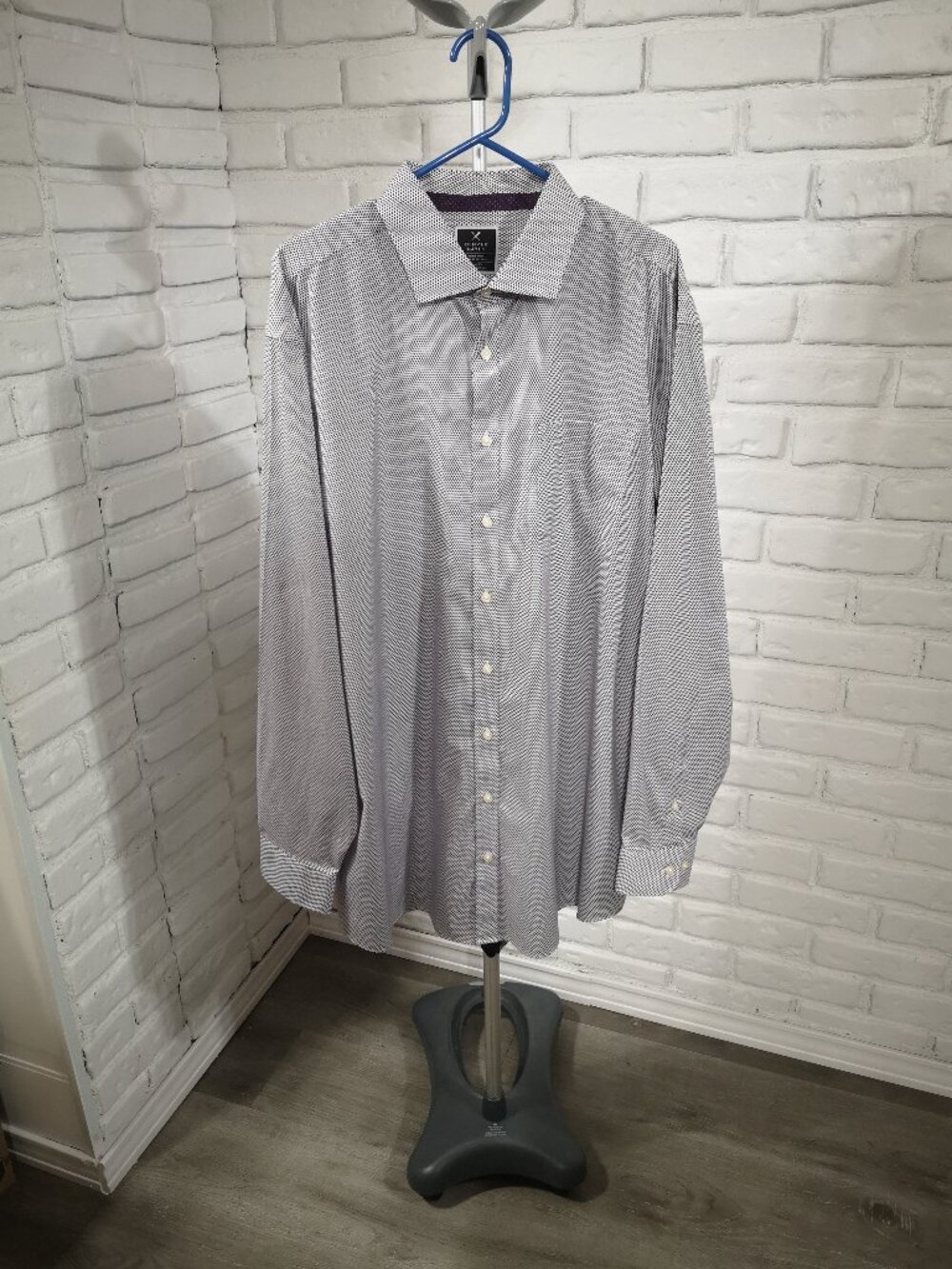 Denver Hayes NWOT Size 2XL Tall White w/Micro Print Never Iron Classic Fit Shirt